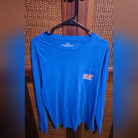 Vineyard Vines Football Pocket Tee Royal Blue Medium EUC - Picture 1 of 2